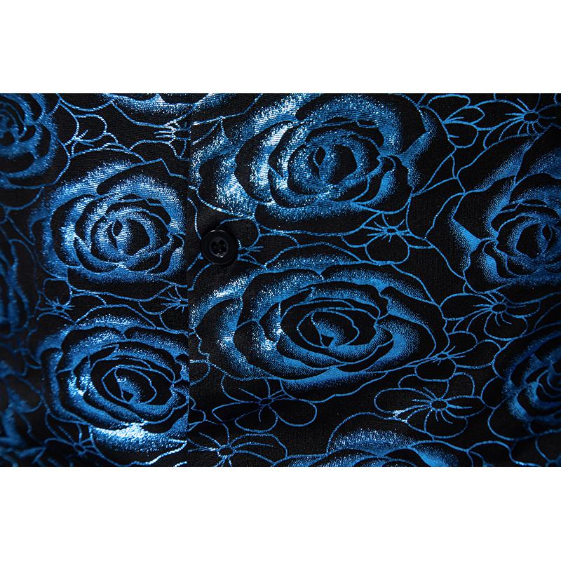 Мужская рубашка с принтом роз в европейском стиле, новая осенняя повседневная рубашка с длинным рукавом, мужская модная рубашка для вечеринок и ночных клубов