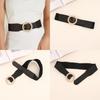 Trendy Women Waistband With Elastic Design And Alloy Round Buckle For Coats And Dresses