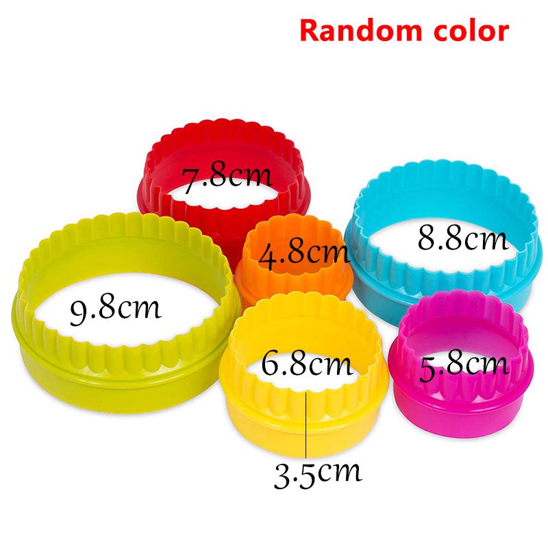 5pcs/6pcs Cookie Cutter Mould Set, Varisized, 2 Sides Round Scalloped Flower Square Shaped Biscuit Dough Molds, for DIY Baking