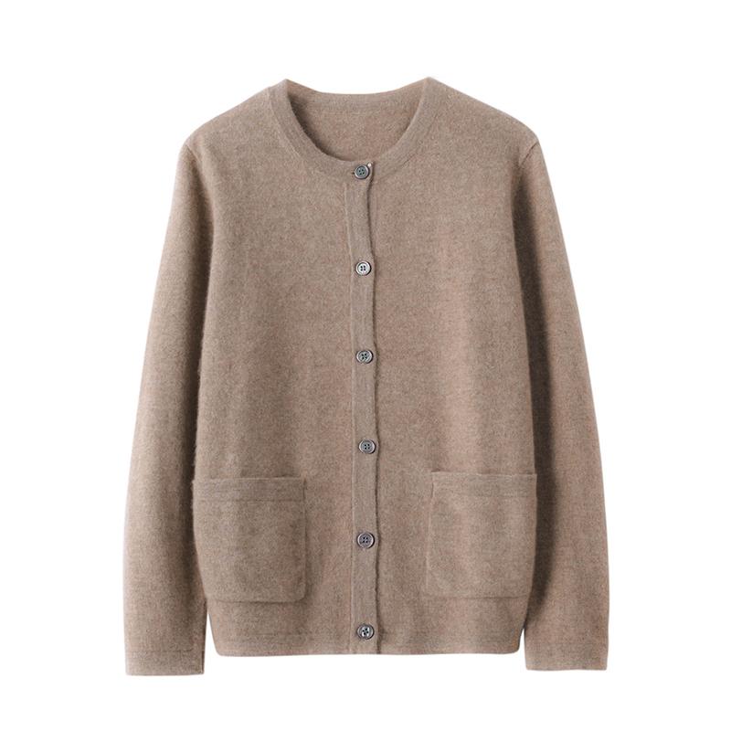 Женский кашемировый кардиган Qinghe Cashmere 100% кашемир Женский осенне-зимний кашемировый кардиган Мягкий и теплый