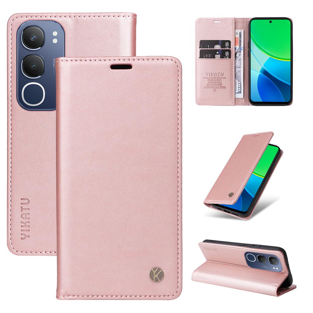 For vivo Y19s 4G Wallet Case YIKATU YK- 001 PU Leather Phone Cover with Stand