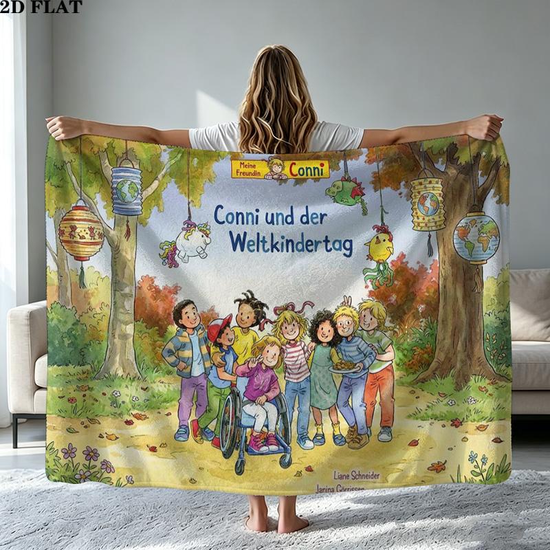 Conni Print Flannel Blanket High Quality Warm Comfortable Cover for All Seasons Perfect for Gifts Home Decor
