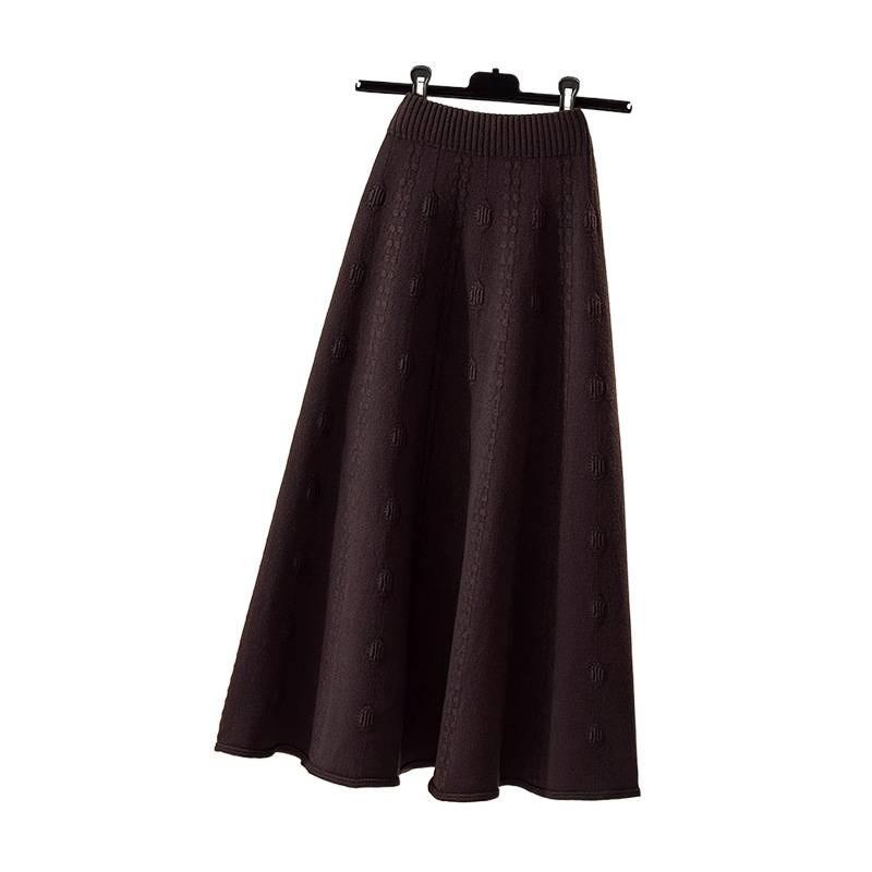 Womens High Waist Knitted Midi Skirt With Thick Woolen Material For Autumn Winter Elegance
