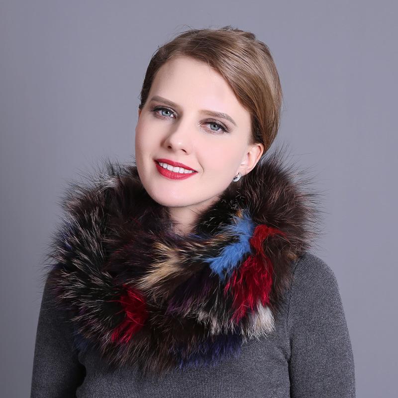 Зимний универсальный теплый меховой шарф, шарф из лисьего меха, плетеный из меха серебристой лисицы, большой меховой шарф, шейный платок