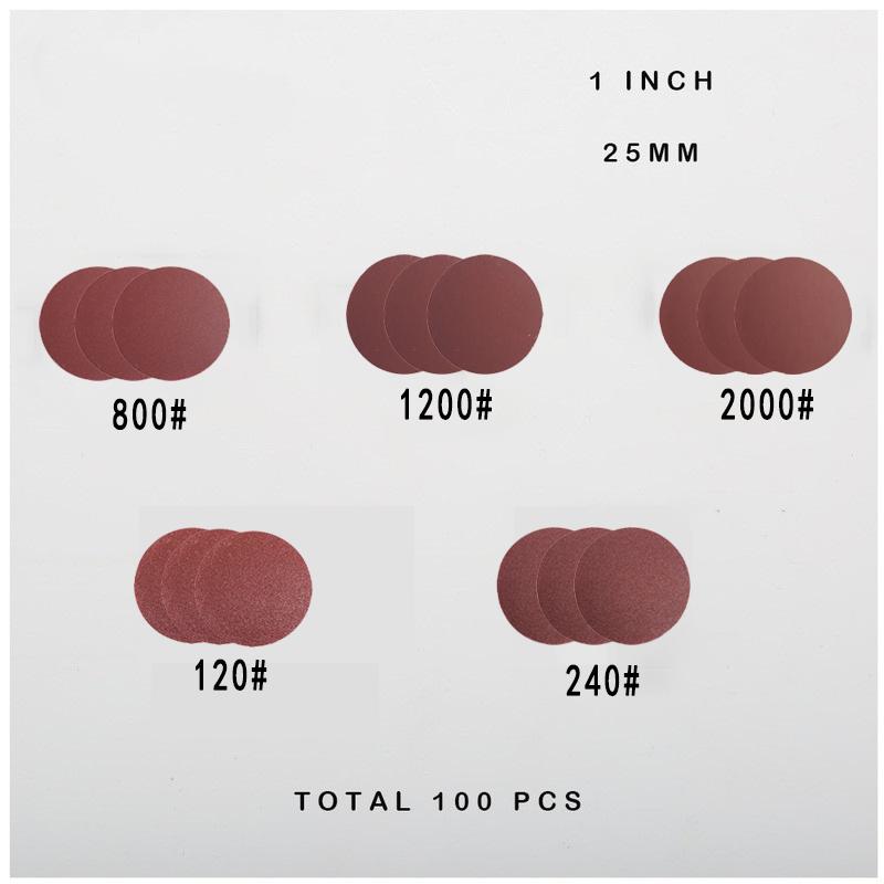 50-100 шт. 1-дюймовые 25-миллиметровые шлифовальные диски, абразивный полировальный диск зернистостью 120-2000, комплект для наждачной бумаги для вращающегося инструмента Dremel, аксессуары