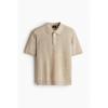 Рубашка-поло HM Fine Knit, стандартный крой, бежевый