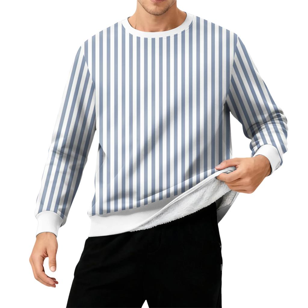 Мужской свитшот с круглым вырезом, на флисовой подкладке, плотный, однотонный