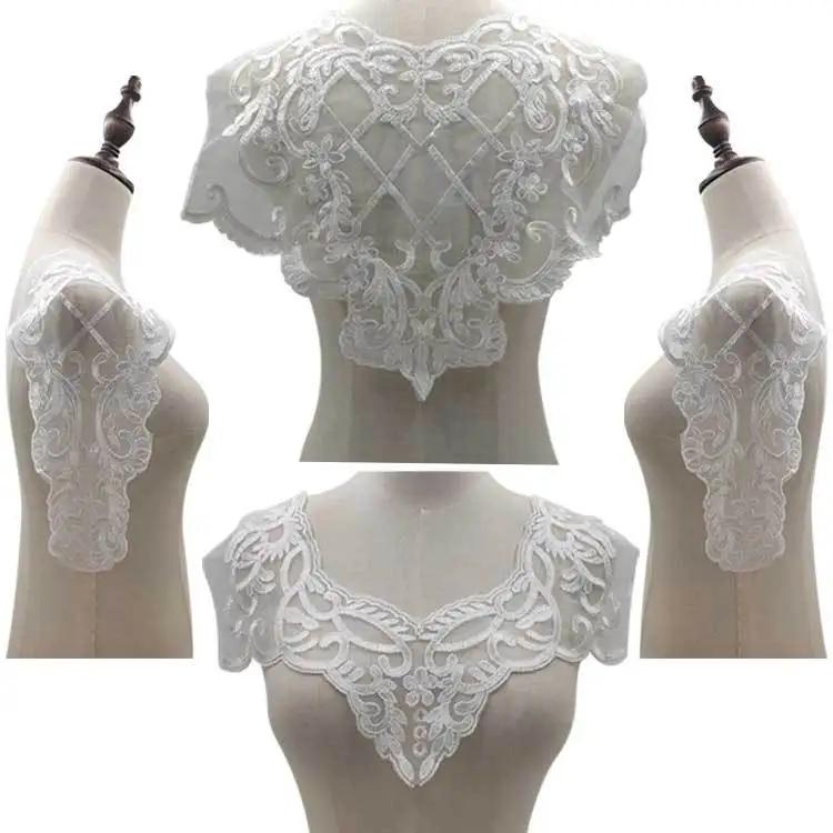 Beautiful White Lace Floral Embroidery Front Collar Rear Collar Sleeves Woman's Clothing Sewing Accessories