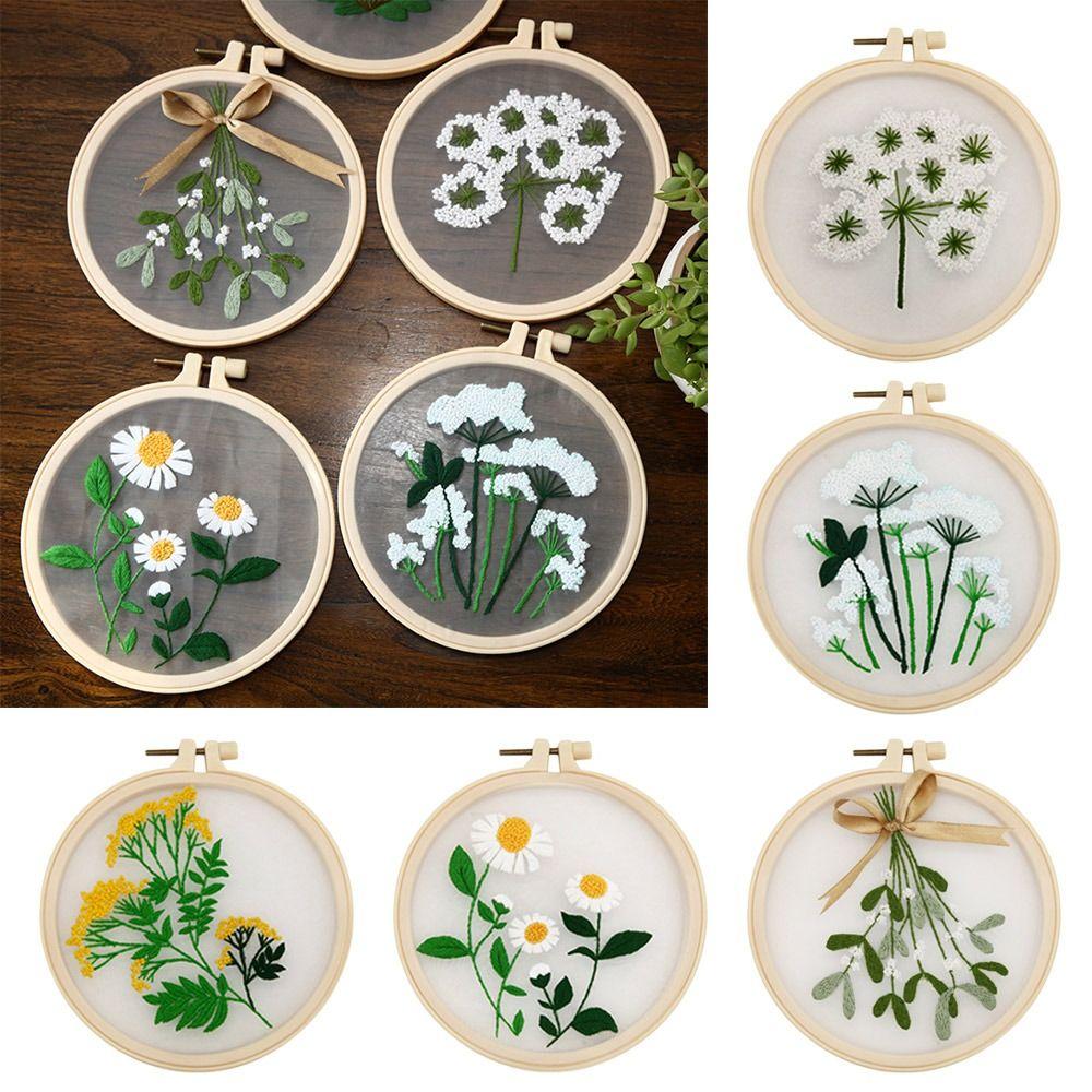 Needle Thread Handmade DIY Crafts Flower Embroidery Cross Stitch Kit Embroidery Hoop Needle Punch