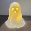 Resin Light-up Ghost Halloween Decor Little White Ghost Figurine Cute Glowing Ghost Statue for Home Table Tiered Tray Decor