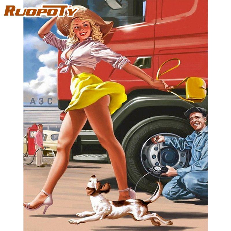 RUOPOTY Безрамные животные DIY картина по номерам наборы масляной живописи ручной работы акриловая картина холст картина для уникального подарка настенная художественная картина