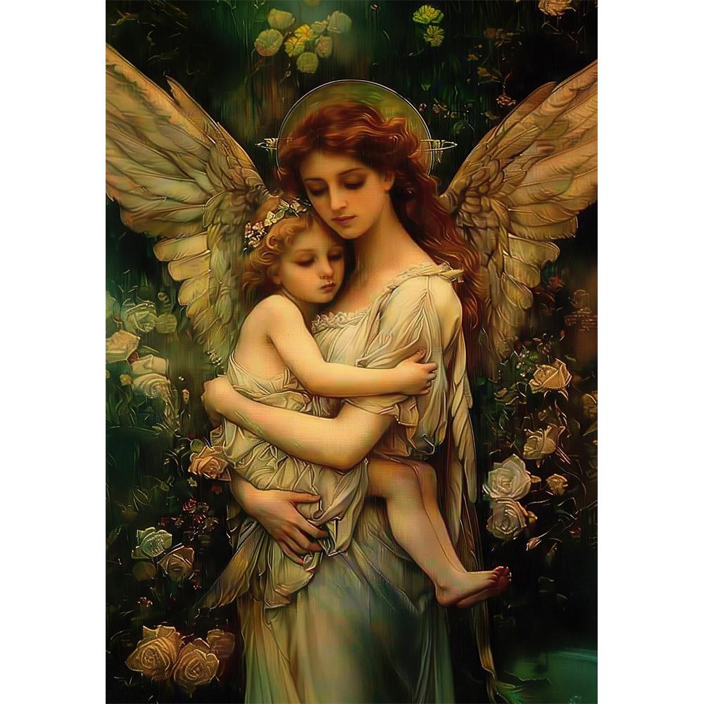 5D DIY Ретро Ангел Настенное Искусство Круглая Алмазная Живопись Церковный Стиль Красивый Ангел Искусство Преданности Домашний Декор