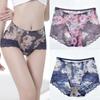 Sexy Women's Thong Panties Breathable Large Size Women's Print Seamless Mid-waist Antibacterial Mesh Lace Panties