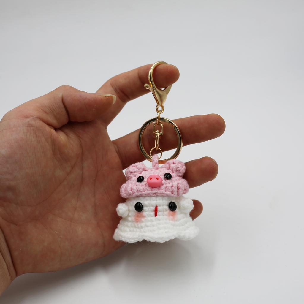 Creative Crocheted Little Ghost Hand Woven Pendants Halloween Decoration Handmade Yarn Crochet Bag Key Pendant Gift Home Decor