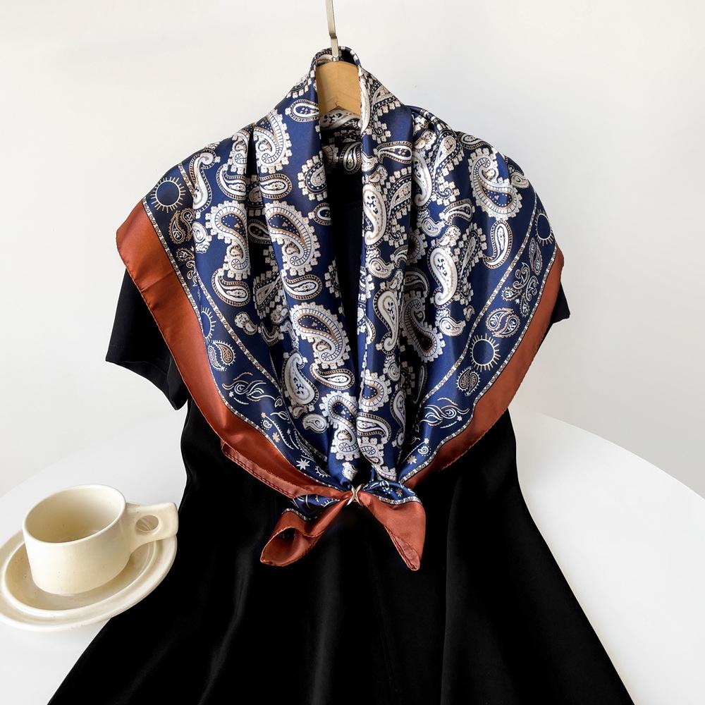Новый шелковый шарф женский шарф с принтом кешью шарф-накидка атласный шарф атласный шарф большой квадратный шарф-шаль