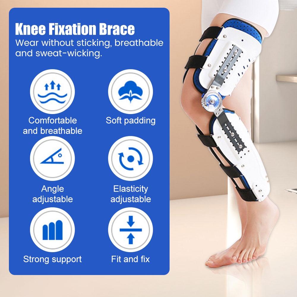 Orthopedic Knee Joint Support Adjustable Hinged Knee Leg Brace Protector Post Surgery Bone Orthosis Ligament Care Joint Support with Shoulder Strape