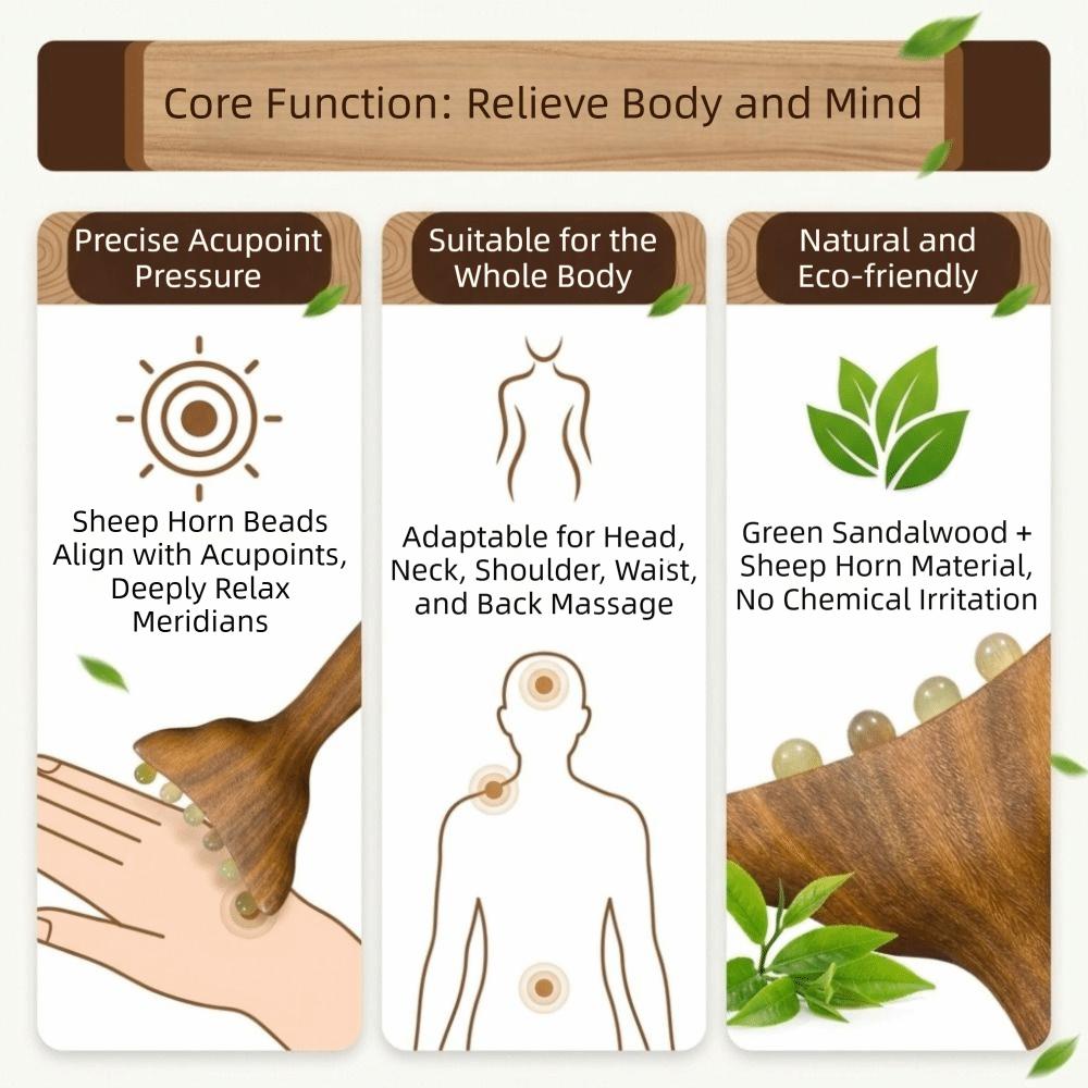 Sandalwood Meridians Massage Comb Copper/Horn Balls Lymphatic Drainage Massager  Breast Massage