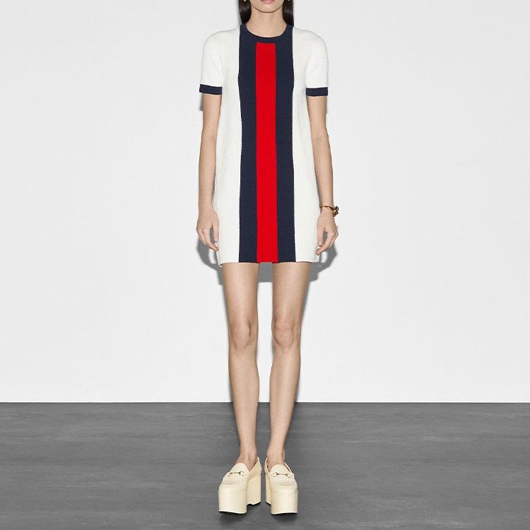 GUCCI Lido Collection SS24 Short Sleeved Dress Women's Ivory White 788805-XKD13-9189