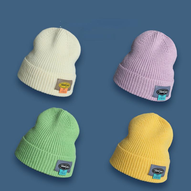 Чисто цветная шерстяная повседневная хип-хоп шапка шапка бини универсальная вязаная шапка мужская и женская индивидуальная модная парная шапка