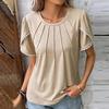 Women's Fashion Casual Summer Spring Solid Color Print Short Sleeve O-Neck Blouses & Shirts