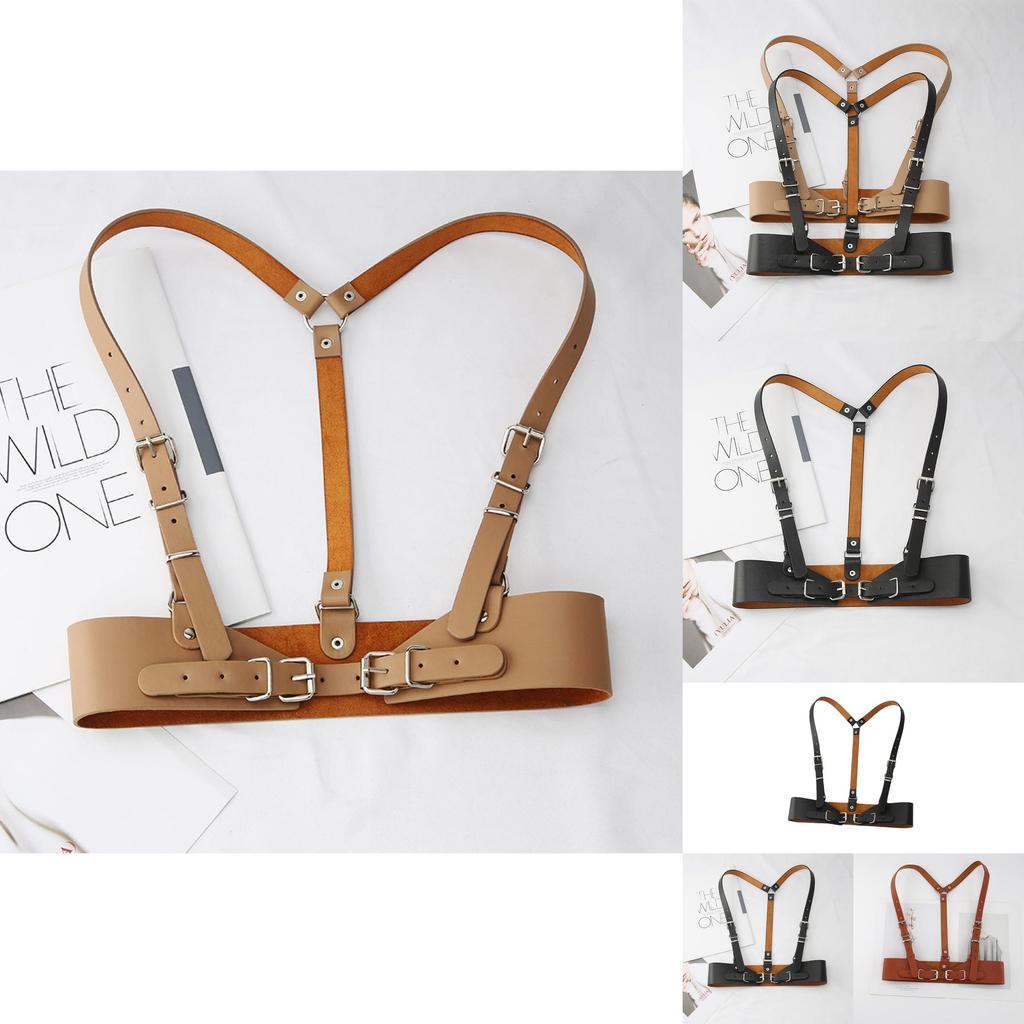 Functional Punk Leather Waist Belt With Buckle Closure Suitable For Dresses And Jk Shirts