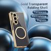 Для Samsung Galaxy Z Fold 7 6 5 4 3 Прозрачный чехол-книжка с магнитной лентой и закаленным стеклом, с мелкими отверстиями, противоударный