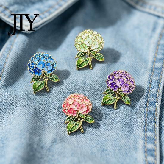 Fabric-friendly Brooch Pin, Enamel Hydrangea Shape Lapel Polished Edges Backpack Durable Pin Decorative Badge for Coat Collars Scarves Canvas