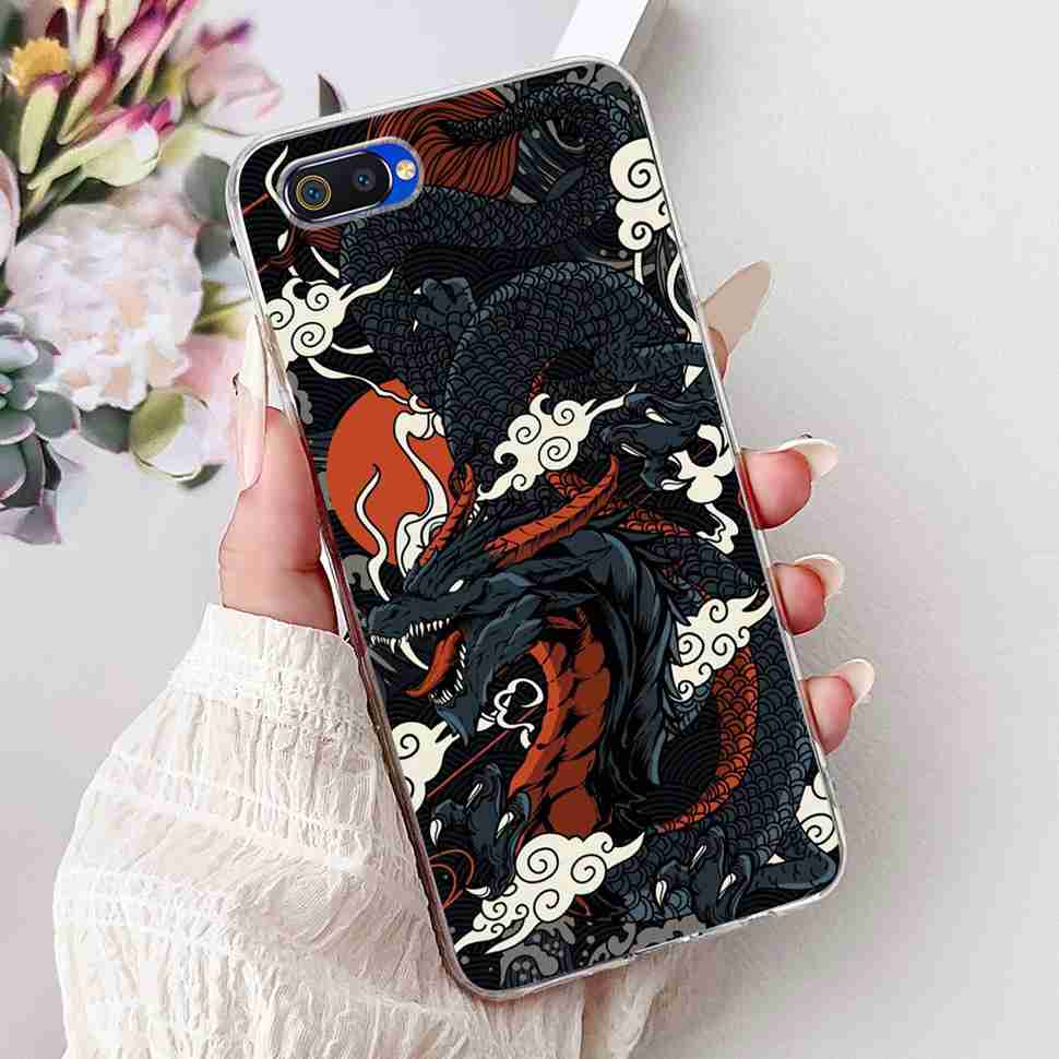 For Realme C2 RMX1941 6.1" Case Summer Fresh Mint Soft Silicone TPU Cover For Oppo Realme c2 C2 Luxurious Flowers Bumper Shell