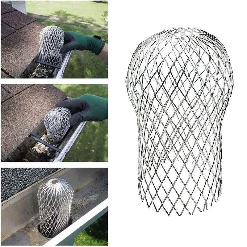 Reusable Gutter Leaf Filter 1/2/4Pcs Stainless Steel Mesh Guard Rustproof Debris Mud Trap for Outdoor Roof Drain Pipe