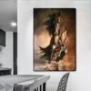 Nordic Running Horse, Oil Painting On Canvas, Artistic Painting, Poster with Animals, Picture for European Classic Room Decoration