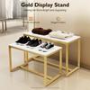 Золотая вешалка-стойка для одежды, 2-ярусная полка для обуви на колесиках, Меламиновая доска, Прочная, 50 кг, Мебель для магазина