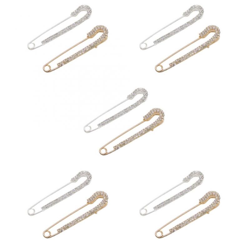 Set of 10 Sweater Decorative Brooches, 5 gold, 5 silver