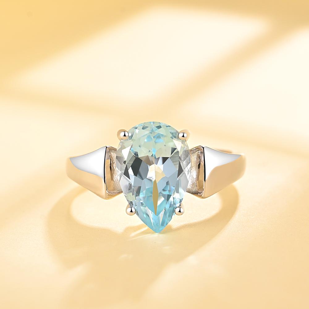 Bolaijewelry Простой дизайн, кольца с натуральным небесно-голубым топазом для женщин, серебро 925 пробы, модные ювелирные украшения, повседневная одежда