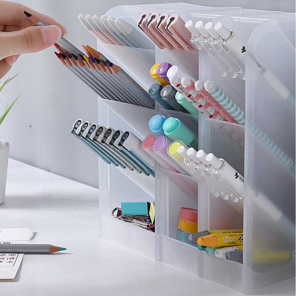 Настольный прозрачный матовый держатель для ручек, косая кисть, органайзер для губной помады, многофункциональный органайзер для канцелярских принадлежностей