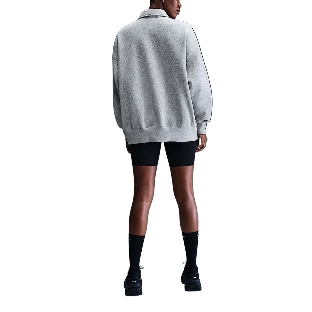 Nike Спортивная одежда Phoenix Fleece Swoosh Поло с длинным рукавом Женские топы Темно-серый FZ3207-063