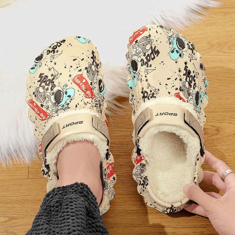 Зимние мужские тапочки для улицы, садовые сабо, мужская повседневная обувь, модные роскошные сандалии, удобные домашние мягкие тапочки 40-45