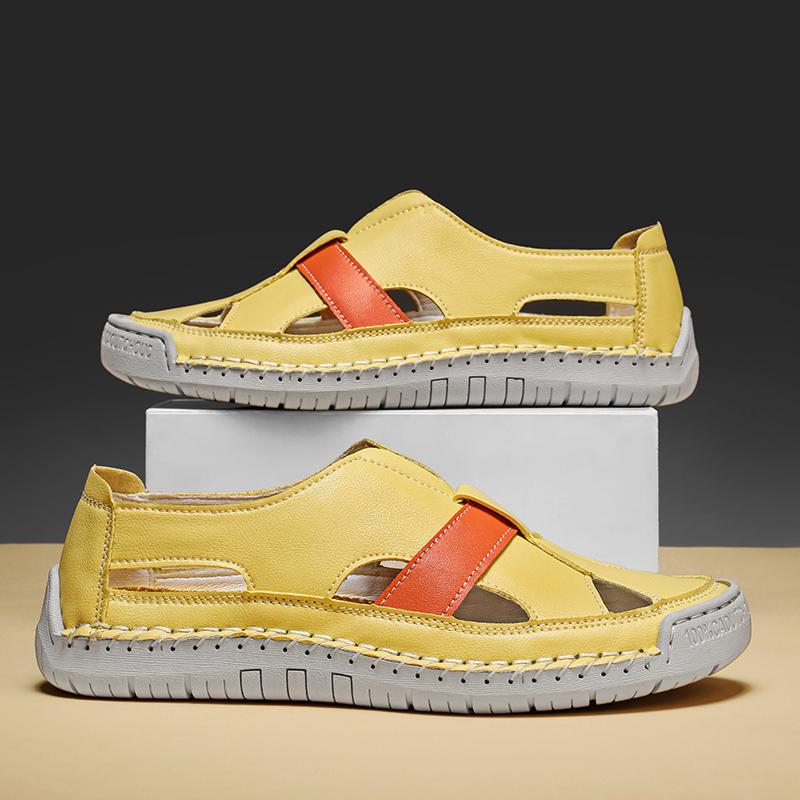 Fashion High Quality Men Sandals Leather Summer Men's Loafers Outdoor Breathable Couples Beach Sandals Roman Shoes