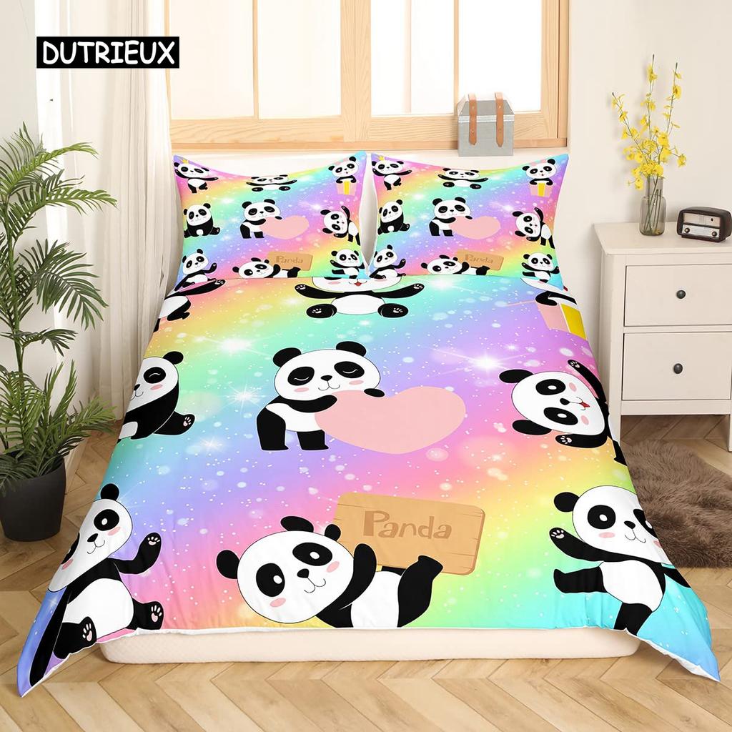 Полный комплект постельного белья Panda King для детей, романтический комплект постельного белья, пододеяльник с изображением животных из мультфильмов, велосипеда, воздушного шара, стрекозы, полиэстерового одеяла