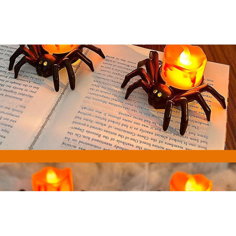 Хэллоуин Паук Свеча Лампа Светодиодная Электронная Светящаяся Ночная Лампа Пирог