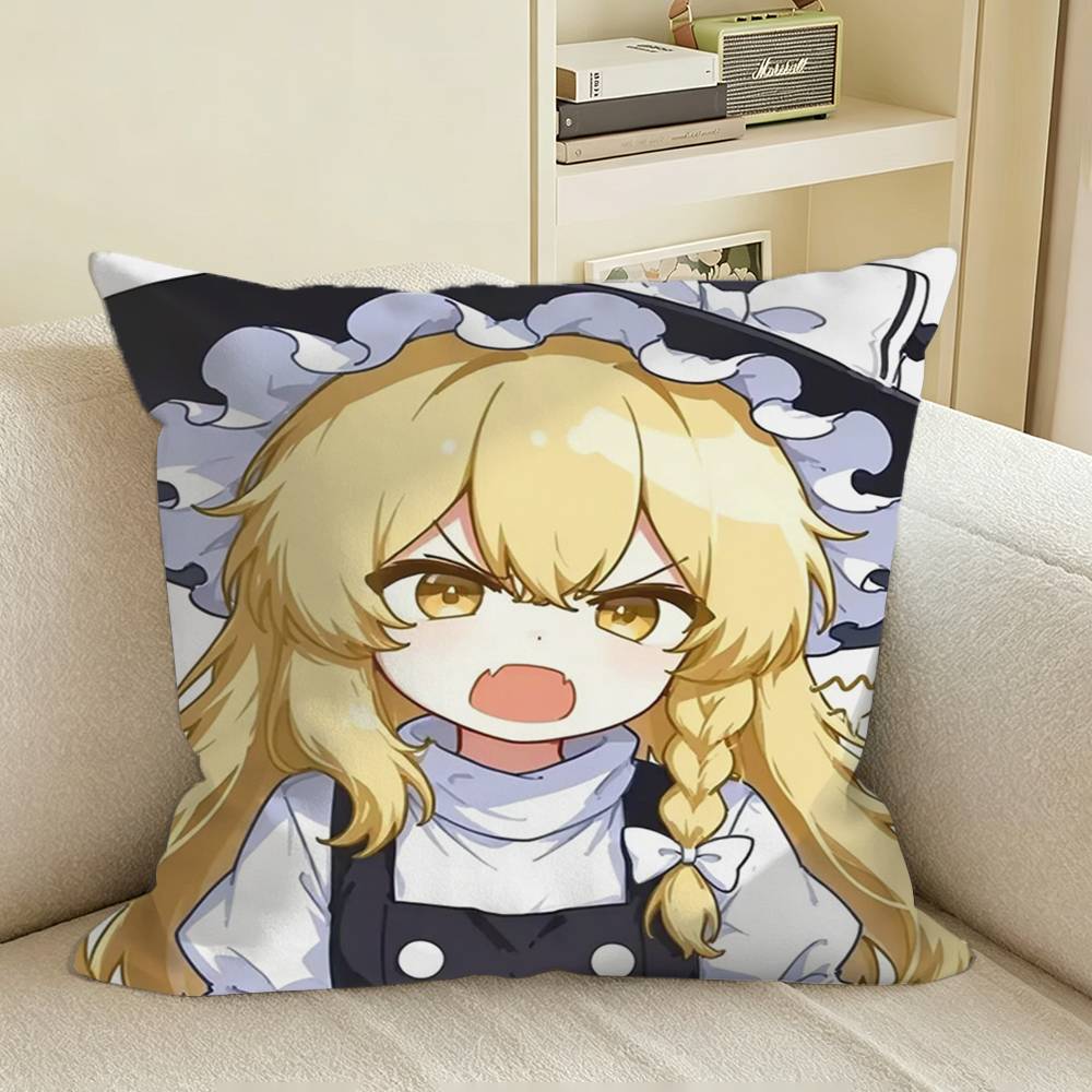 TTouhou Blonde Witch Square Sofa Pillow Cover Solid Color Living Room Home Decor Cushion Case
