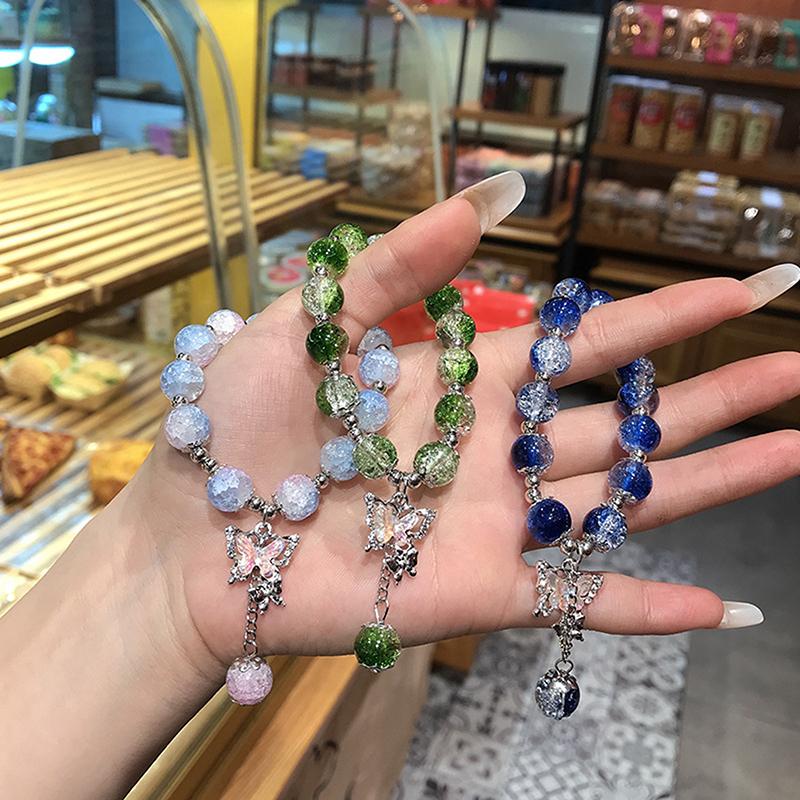 Браслет-нитка из бусин, натуральный кошачий глаз, браслет-бабочка, очаровательный браслет, изысканный, элегантный, для девочек, бусины-бабочки, украшение, ювелирное изделие, подарок