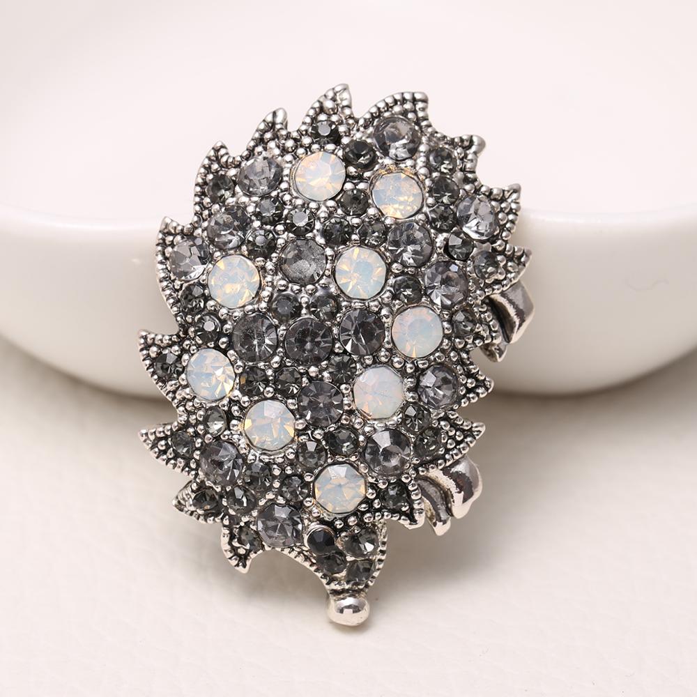 Милый ежик, винтажная серебряная цветная позолоченная опаловая брошь со стразами, брошь в виде животного, булавки для женщин и мужчин, вечерние украшения для шарфа, значка