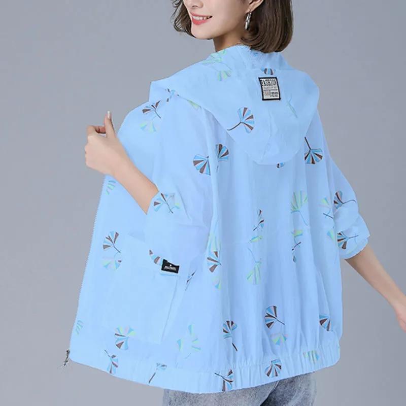 Большой размер вышитый летний солнцезащитный крем дышащая солнцезащитная одежда для женщин плюс размер