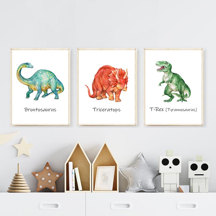 Динозавр Юрского периода Диплодок T Rex Обучающие настенные художественные картины на холсте Плакаты на скандинавскую тему и принты настенные панно Декор детской комнаты
