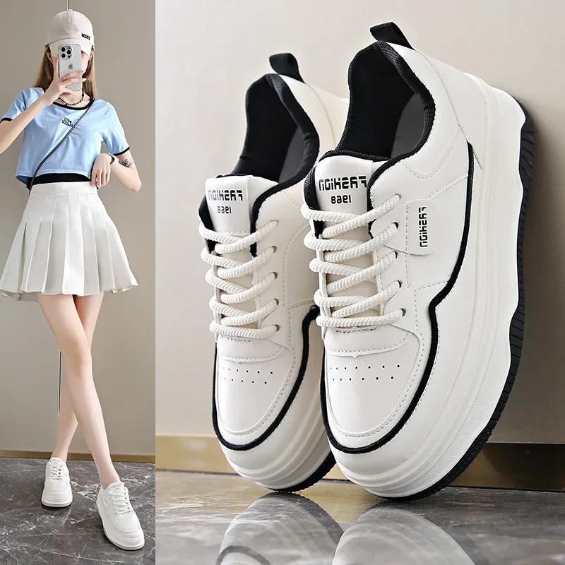 Женская повседневная обувь Новая модная платформа Уличная дышащая белая для бега на толстой подошве Повседневная спортивная вулканизированная обувь 2025
