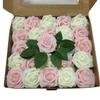 Подарочная коробка, содержащая искусственный цветок розы из пенополиэтилена со стеблем и листьями, 25 декоративных цветов в тон, подарок на День святого Валентина, 1 коробка