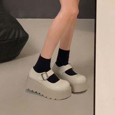 Маленькие женские туфли на толстой подошве, увеличивающие рост, весна и осень, новые всеобъемлющие одинарные туфли на одной педали