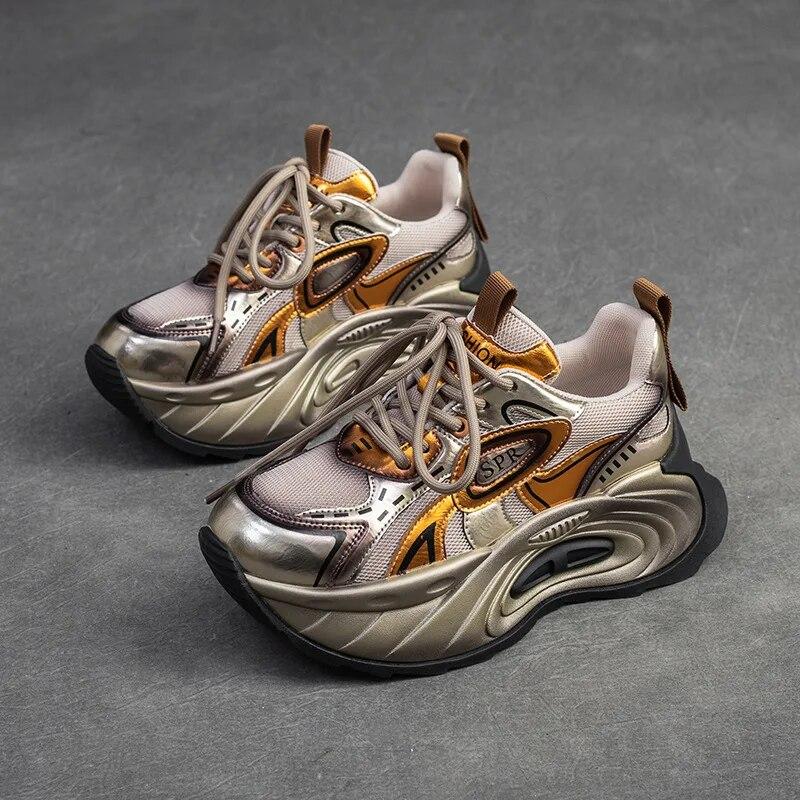 Johnature Модная спортивная обувь на толстой подошве, разноцветные кроссовки на шнуровке, универсальная женская обувь