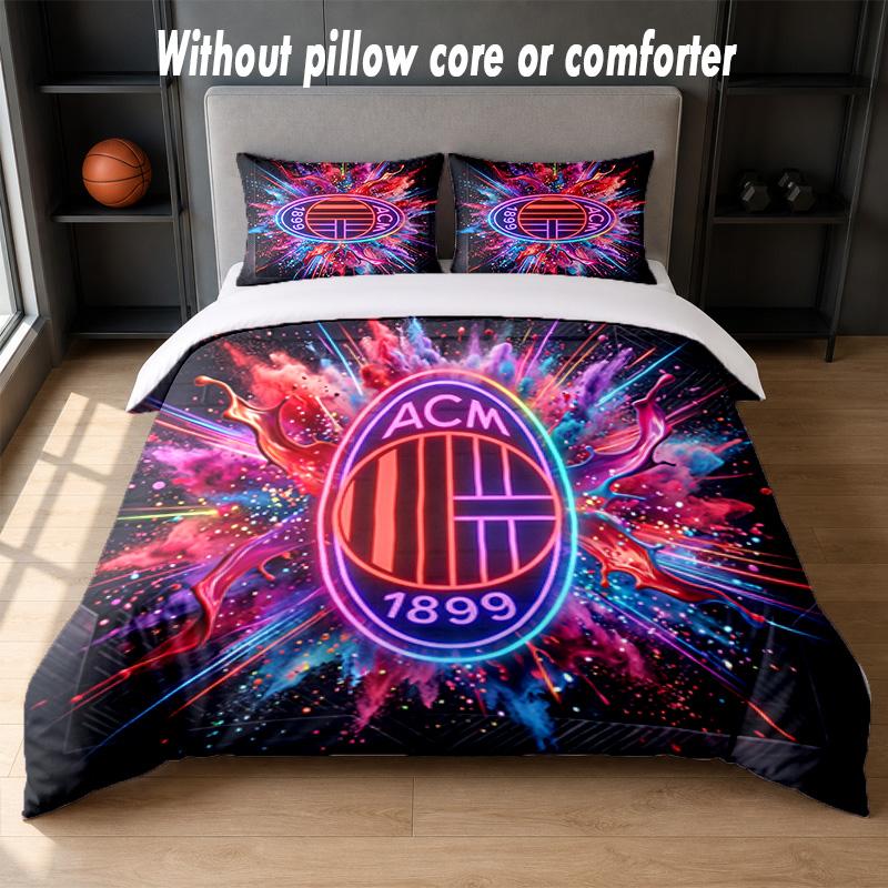 AC Milan Design Bed Bedding Set 1 Duvet Cover + 2 Pillowcases Soft Breathable Household Bed Linens