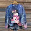 Women's Fashion Christmas Printed Long Sleeve Loose Round Neck Sweatshirt Top